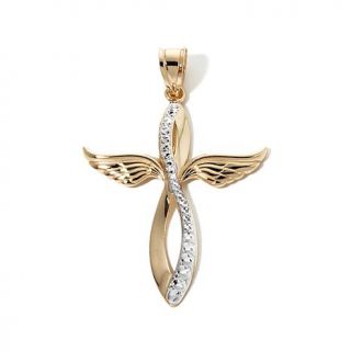 Michael Anthony Jewelry® 10K "Angel Wing" 2 Tone Cross Pendant   7735439