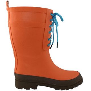 Women's Laceup Orange Rain Boot