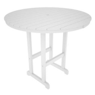 POLYWOOD La Casa Cafe White 48 in. Round Patio Bar Table RBT248WH