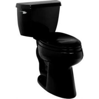 KOHLER Wellworth Classic 2 Piece 1.6 GPF Elongated Peacekeeper Toilet in Black DISCONTINUED K 3422 X 7