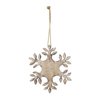 Sage & Co Sage & Co. Carved Wood Snowflake Christmas Ornament (Pack of