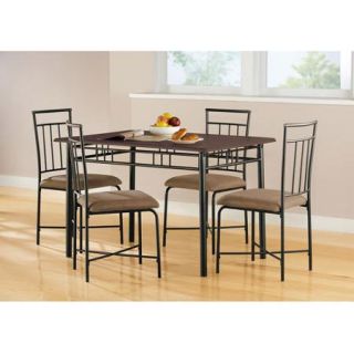 Mainstays 5 Piece Wood and Metal Dining Set, Multiple Colors