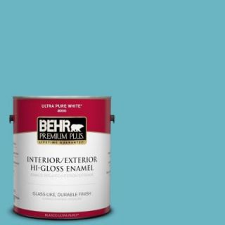 BEHR Premium Plus 1 gal. #530D 5 Riverside Blue Hi Gloss Enamel Interior/Exterior Paint 840001