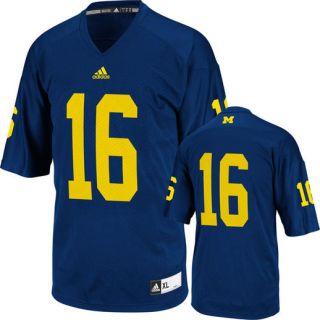 adidas Michigan Wolverines Navy Blue Youth #16 Replica Football Jersey