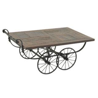 Wheeled Cart Coffee Table by Woodland Imports
