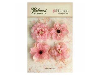 Petaloo P1200 211 Textured Elements Burlap Blossoms 4 Pkg Pink
