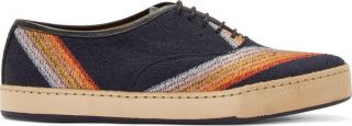 Paul Smith: Navy Embroidered Terrycloth Sneakers