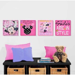 Disney Minnie Mouse 4 Pack Canvas Wall Art