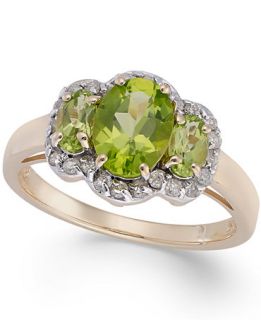 Peridot (2 1/10 ct. t.w.) and Diamond (1/4 ct. t.w) Oval Ring in 14k
