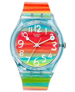 Swatch Watch, Unisex Swiss Color the Sky Rainbow Plastic Strap 34mm