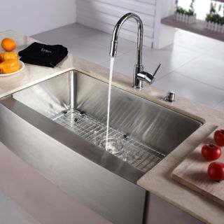 Kraus 32.9 x 20.75 x 10 Farmhouse Kitchen Sink with Faucet and Soap