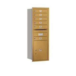 Salsbury Industries 48 in. H x 16 3/4 in. W Gold Rear Loading 4C Horizontal Mailbox with 6 MB1 Doors/1 PL5 3713S 06GRU