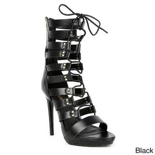 Liliana Womens Trista 03 Strappy Lace up Gladiator Sandals