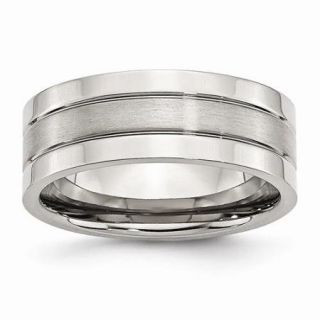 Stainless Steel Polished Flat 8mm Satin and Polished Band