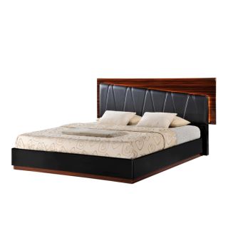 Black High Gloss and Zebra Walnut/ Blue PU Queen Bed   16278587