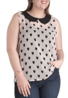 Quips of the Heart Top in Peachy   Plus Size  Mod Retro Vintage Short Sleeve Shirts