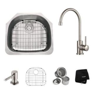 KRAUS All in One Undermount Stainless Steel 23 in. Single Bowl Kitchen Sink with Stainless Steel Kitchen Faucet KBU10 KPF2160 SD20
