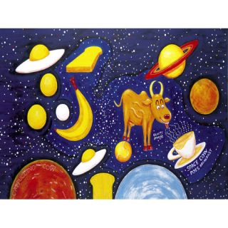 Space Cow Breakfast by Gravity George Original Painting on Wrapped
