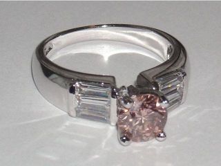 2.11 carats baguette PINK DIAMOND ring solitaire fancy