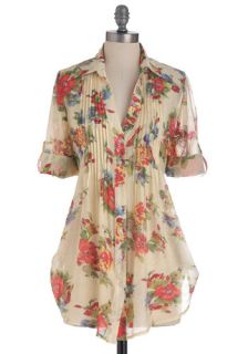 Go with the Floral Top  Mod Retro Vintage Short Sleeve Shirts