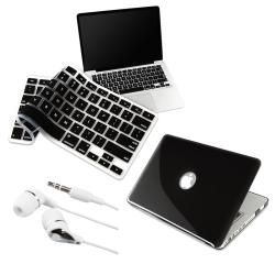 Black Hard Case/ Keyboard Cover/ Headset for Apple MacBook Pro 13 inch