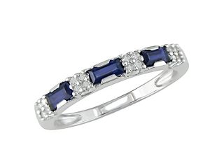 10K White Gold .07 ctw Diamond and Sapphire Ring