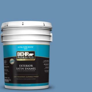 BEHR Premium Plus 5 gal. #M510 4 Brittany Blue Satin Enamel Exterior Paint 940005