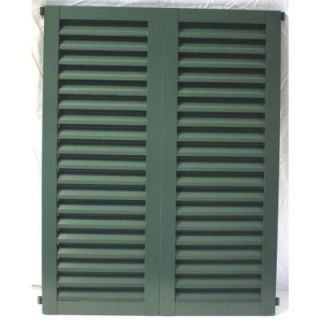 POMA 32 in .x 41.75 in. Green Colonial Louvered Hurricane Shutters Pair 8002 cig 003