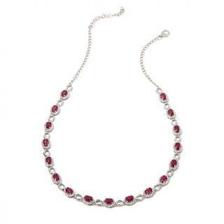Rarities: Fine Jewelry with Carol Brodie Oval Ruby and White Zircon 16" Sterlin   7596587