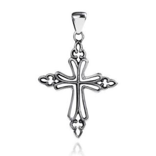 Intricate Christian Cross Outline .925 Silver Pendant (Thailand)