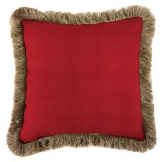 Jordan Manufacturing Sunbrella Spectrum Crimson Square Outdoor Throw Pillow with Heather Beige Fringe DP985P1 2558F23
