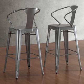 Tabouret Silver with Back 30 inch Bar Stools (Set of 2)
