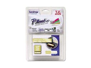 Brother 12mm (1/2") Simply Stylish White on Satin Gold Laminated Tape (5m/16.4') (1/Pkg)
