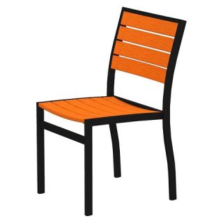 Polywood® Euro 2 Piece Patio Dining Side Chair Set   Black Frame