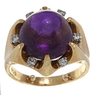 Pre owned 18k Yellow Gold Amethyst and 1/5ct TDW Diamond Estate Ring