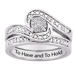 Sterling Silver Diamond Accent To Have and To Hold 2 piece Ring Set