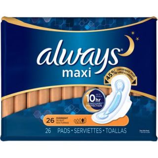Always Maxi Overnight Pads with Flexi Wings, (Choose your Count)