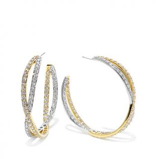 AKKAD "You Can Have it All" Crystal 2 Tone Crossover Inside Outside Hoop Earrin   7652117