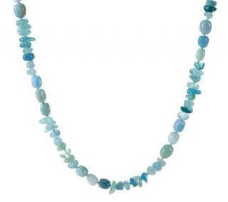 Aquamarine Bead 40 Necklace with Sterling Clasp —