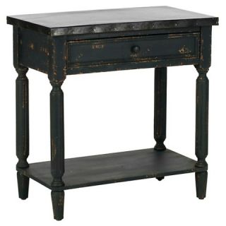 John Side Table With Drawer Antique Black Safavieh