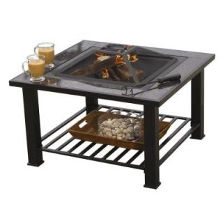 Sunjoy Stemply 34 in. Square Granite and Steel Fire Pit L DNT034PST