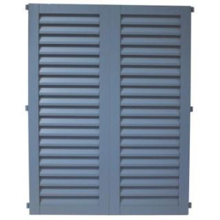 POMA 36 in. x 23.75 in. Light Blue  Colonial Louvered Hurricane Shutters Pair 8002 cib 002