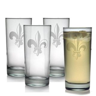 Fitz and Floyd Clear Tufted Hi ball Glasses (Set of 4)
