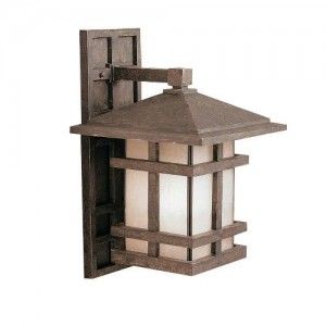 Kichler 9131AGZ Outdoor Light, Arts and Crafts/Mission Wall 1 Light Fixture   Aged Bronze