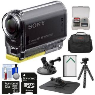 Sony Action Cam HDR AS20 Wi Fi 1080p HD Video Camera Camcorder with 32GB Card + Suction Cup & Dashboard Mounts + Battery + Case + Flex Tripod + Kit