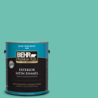 BEHR Premium Plus 1 gal. #P440 4 March Aquamarine Satin Enamel Exterior Paint 940001