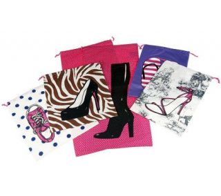 Jill Martin Set of 6 Printed Drawstring Shoe Bags —