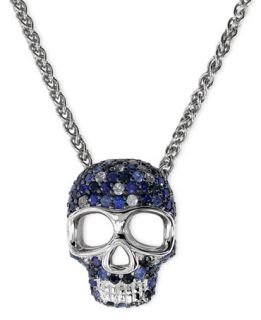 Balissima by EFFY Sapphire Skull Pendant Necklace in Sterling Silver