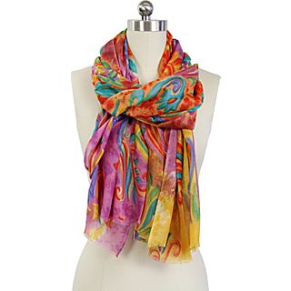 SAACHI accessories Wool & Silk Bright Floral & Paisley Scarf