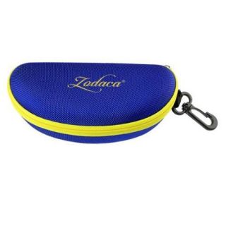 Zodaca Fashion Portable Zipper Around Sunglasses Eyewear Eyeglasses Case Holder Box (6.7" x 3.3" x 2.4")   Blue/Yellow
